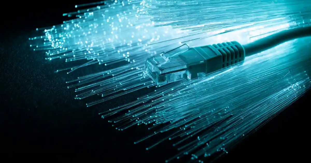 Blue optic fiber with ethernet cable